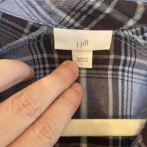J. Jill Rayon/Cotton Tunic Shirt Large Women Plaid Long Sleeve Button Up Casual - Picture 3 of 15